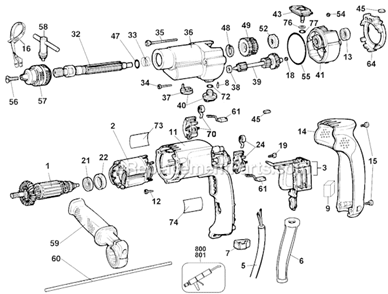Part Location Diagram of 939794-00 DeWALT Handle Assembly
